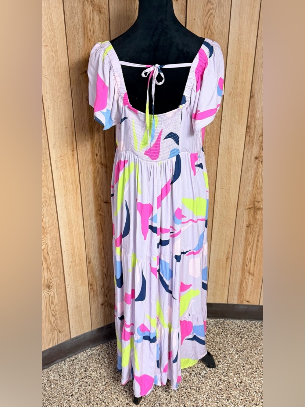 Isabel Maternity Flutter Short Sleeve Colorful Tiered Maxi Dress Size L - NWT - Picture 6 of 11